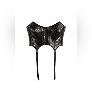 Faux Leather Black Cheetah Corset